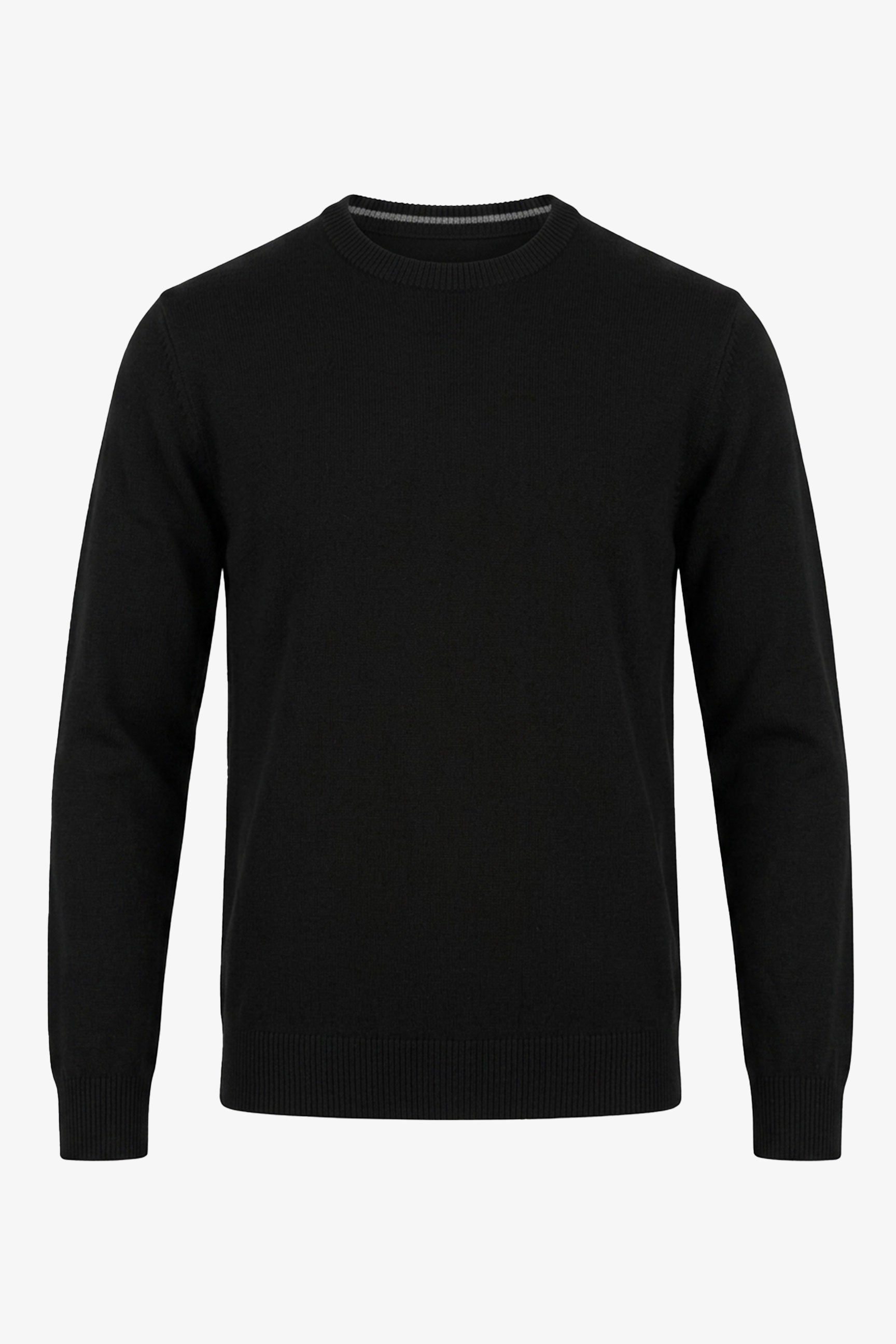 Maglione girocollo da uomo nero in maglia, pullover in acrilico