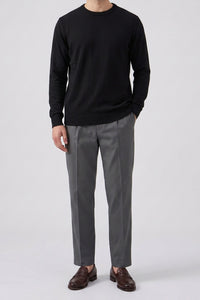 Maglione girocollo da uomo nero in maglia, pullover in acrilico