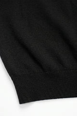 T-shirt da uomo nera in maglia, vestibilità regolare, girocollo, maniche corte