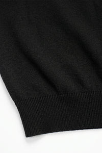 T-shirt da uomo nera in maglia, vestibilità regolare, girocollo, maniche corte