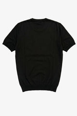 T-shirt da uomo nera in maglia, vestibilità regolare, girocollo, maniche corte