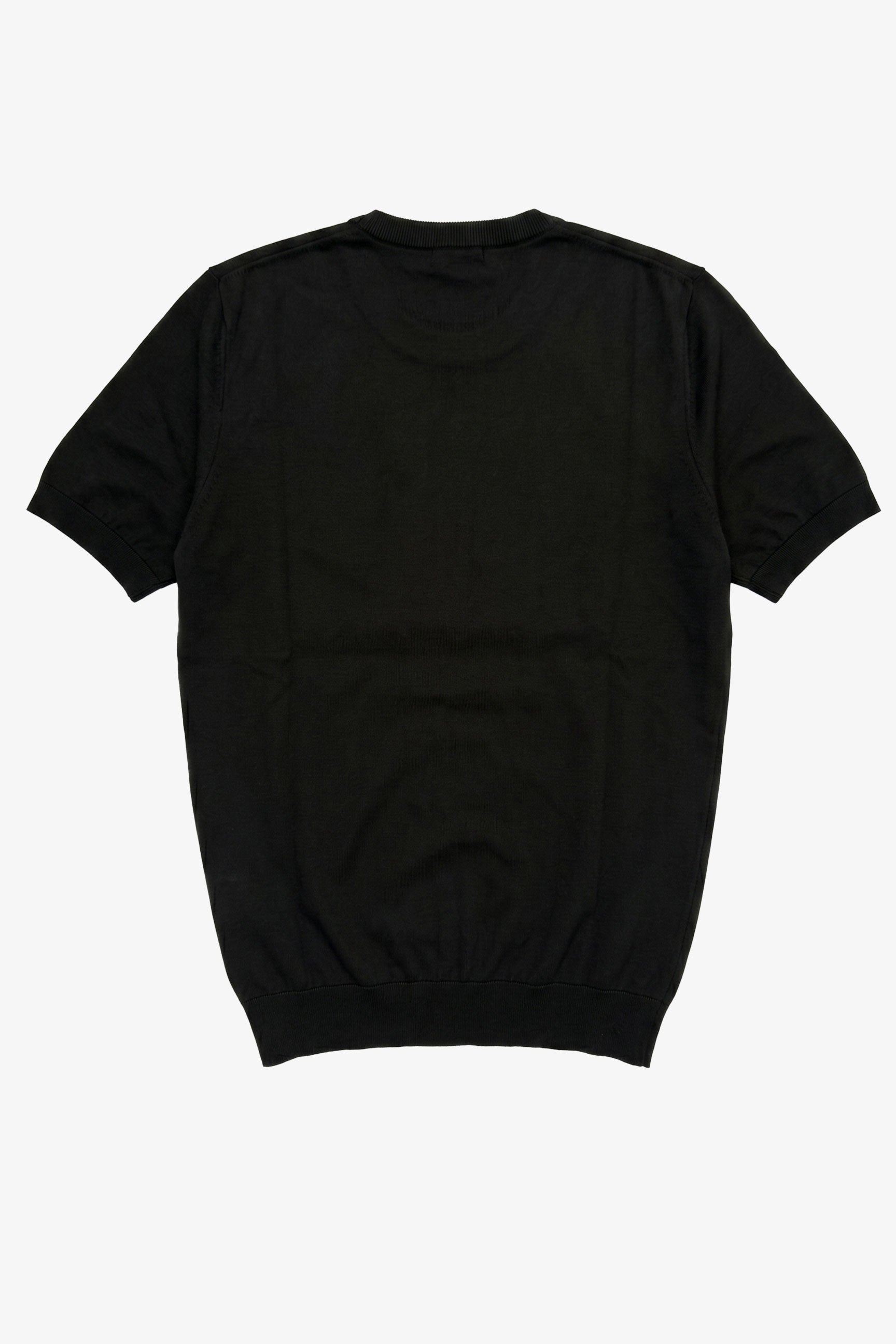 T-shirt da uomo nera in maglia, vestibilità regolare, girocollo, maniche corte