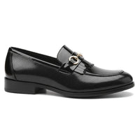 Mocassini slip-on da uomo in vernice nera PU