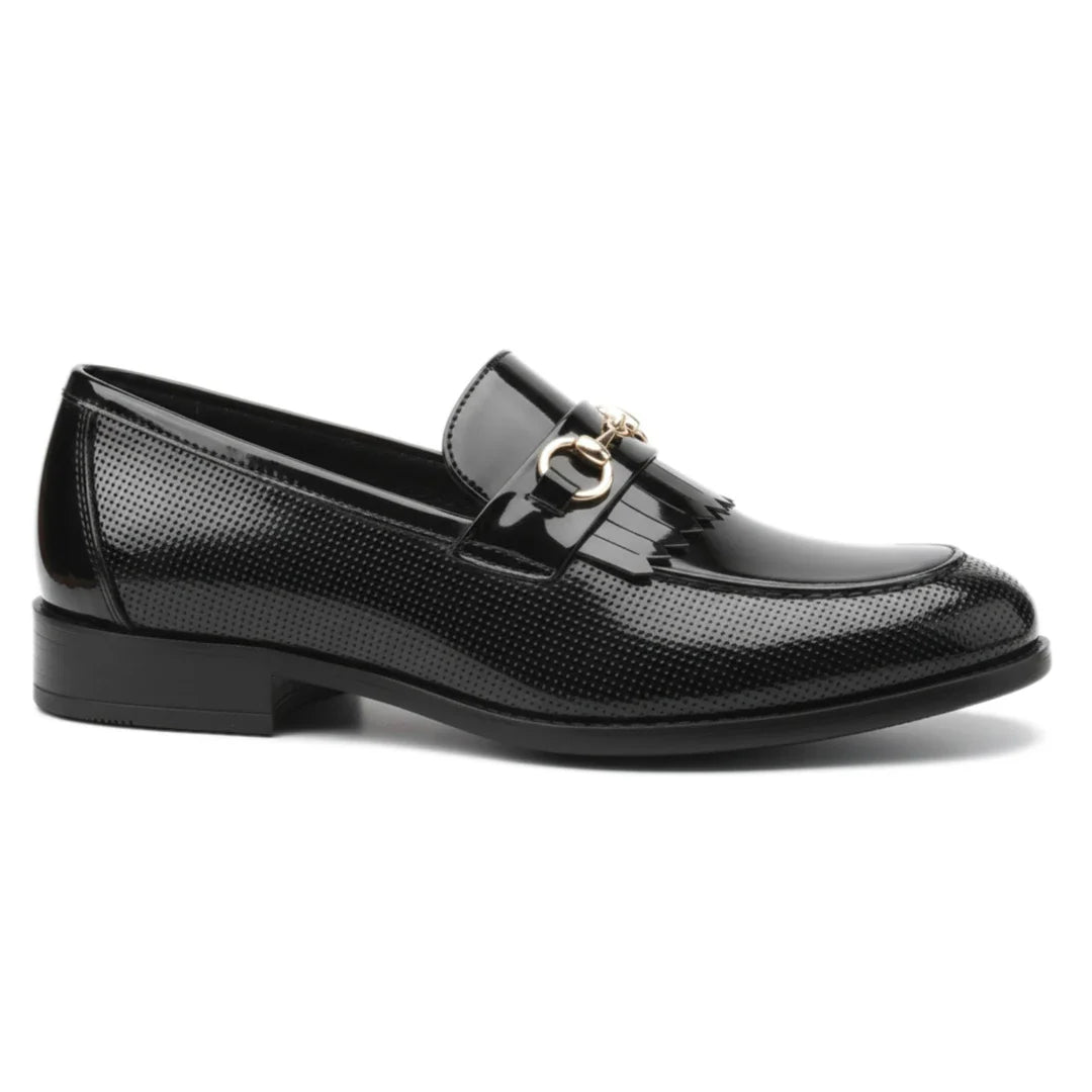 Mocassini slip-on da uomo in vernice nera PU