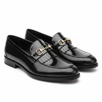 Mocassini slip-on da uomo in vernice nera PU