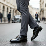 Mocassini slip-on da uomo in vernice nera PU