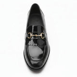 Mocassini slip-on da uomo in vernice nera PU