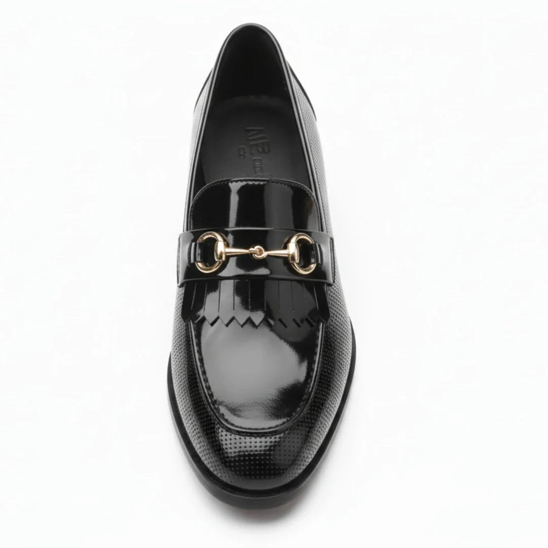 Mocassini slip-on da uomo in vernice nera PU