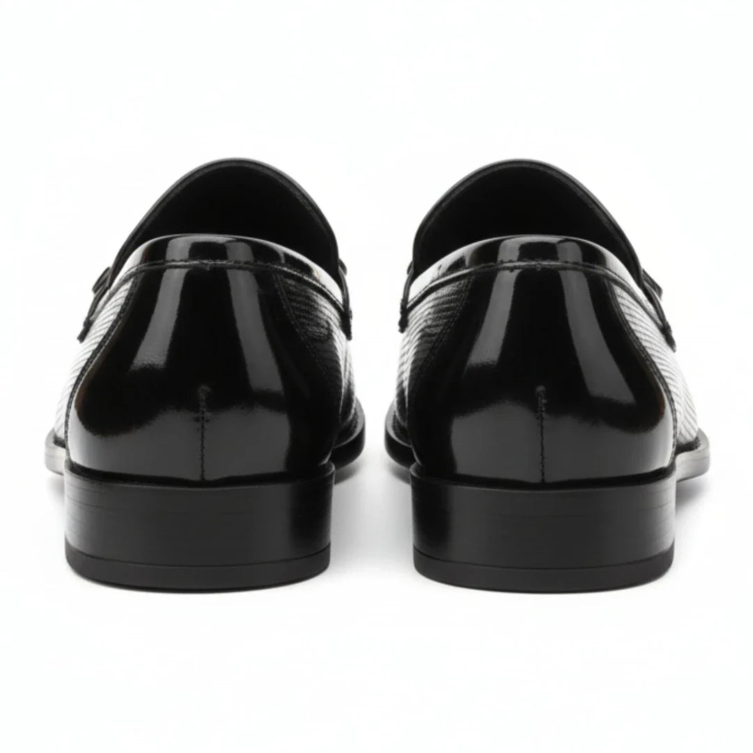 Mocassini slip-on da uomo in vernice nera PU