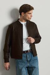 Giacca bomber da uomo marrone, minimalista ed elegante