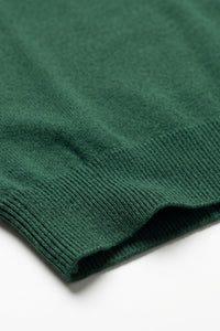 T-shirt classica da uomo verde in maglia, maniche corte, girocollo