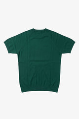 T-shirt classica da uomo verde in maglia, maniche corte, girocollo