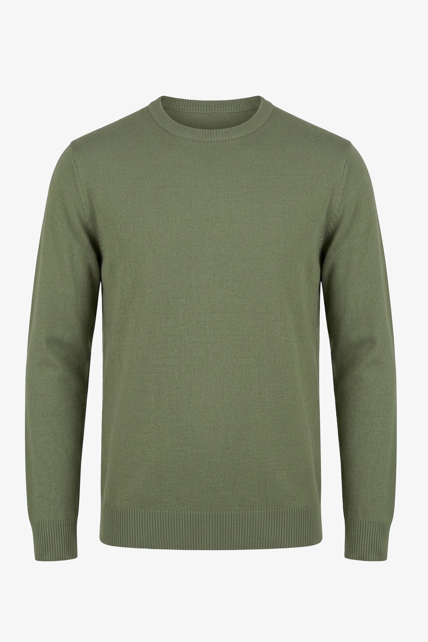 Maglione da uomo verde girocollo, vestibilità regolare, lavorato a maglia