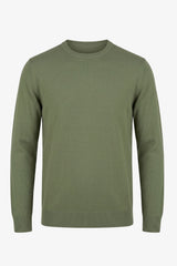 Maglione da uomo verde girocollo, vestibilità regolare, lavorato a maglia