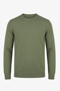 Maglione da uomo verde girocollo, vestibilità regolare, lavorato a maglia