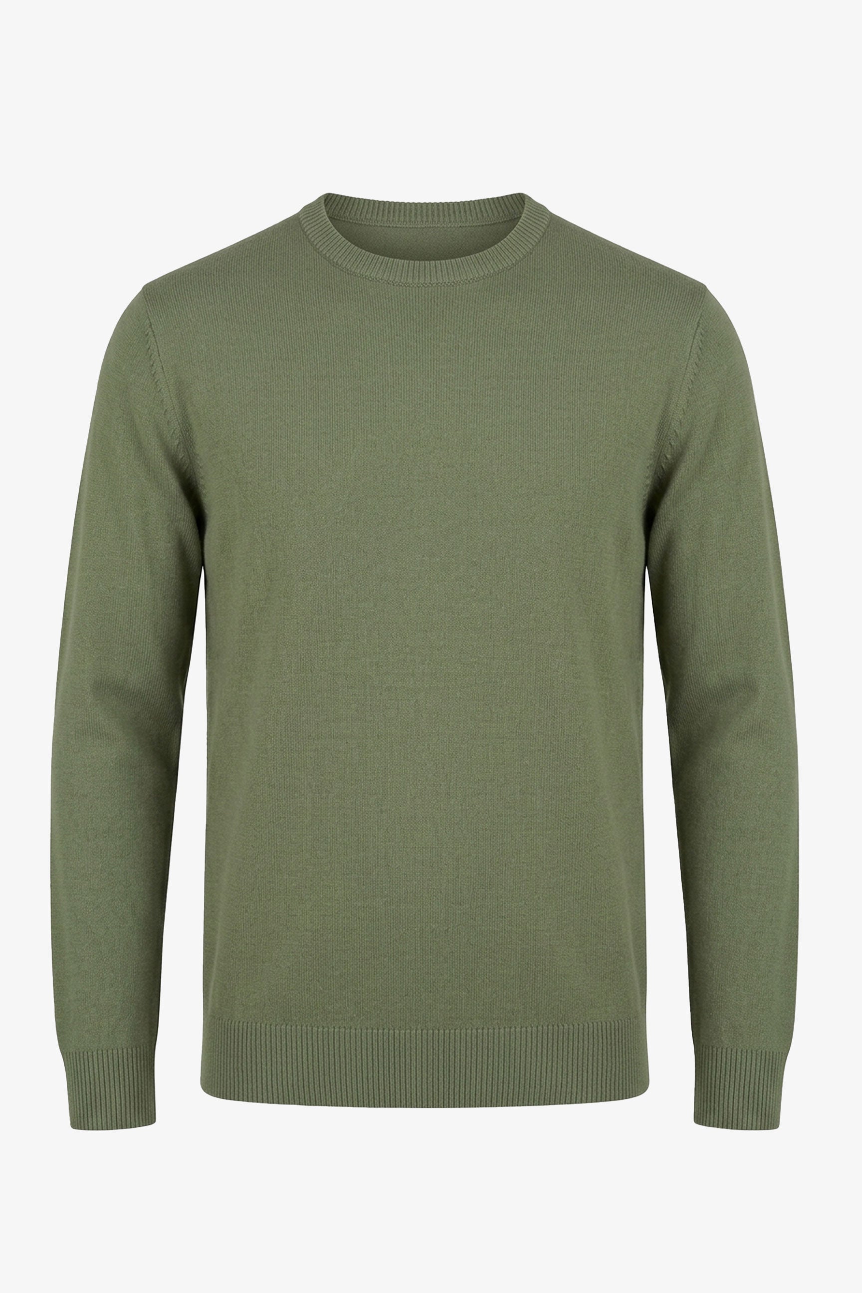 Maglione da uomo verde girocollo, vestibilità regolare, lavorato a maglia