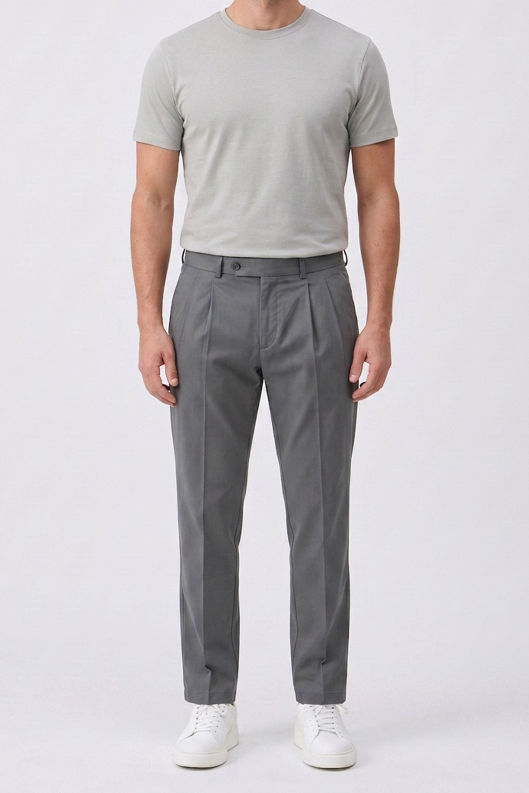 T-shirt classica da uomo grigia in misto cotone