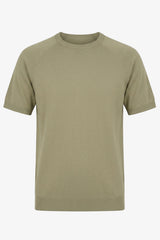 T-shirt classica da uomo color kaki a maniche corte con scollo rotondo