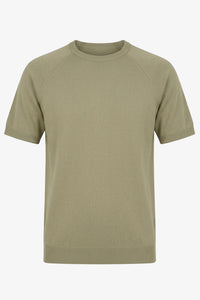 T-shirt classica da uomo color kaki a maniche corte con scollo rotondo