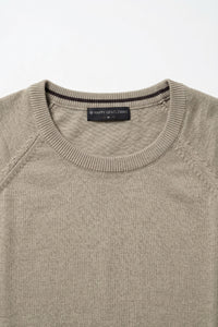 T-shirt classica da uomo color kaki a maniche corte con scollo rotondo
