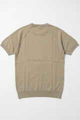 T-shirt classica da uomo color kaki a maniche corte con scollo rotondo