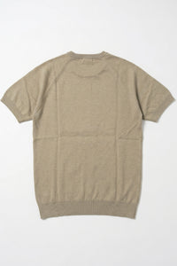T-shirt classica da uomo color kaki a maniche corte con scollo rotondo