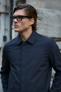 Giacca Harrington da uomo blu navy impermeabile con colletto
