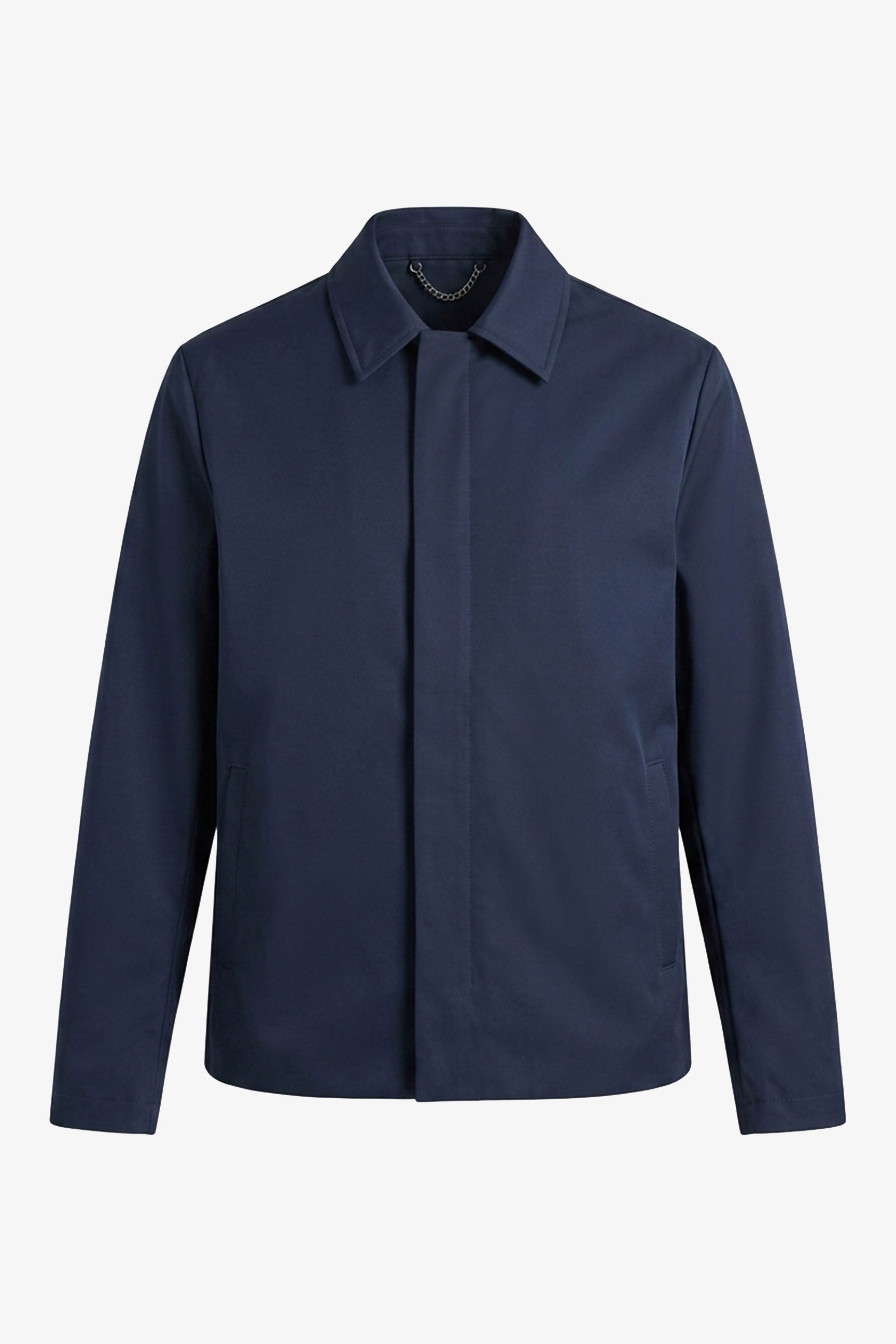 Giacca Harrington da uomo blu navy impermeabile con colletto