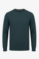 Maglione da uomo blu navy in maglia, girocollo, vestibilità regolare