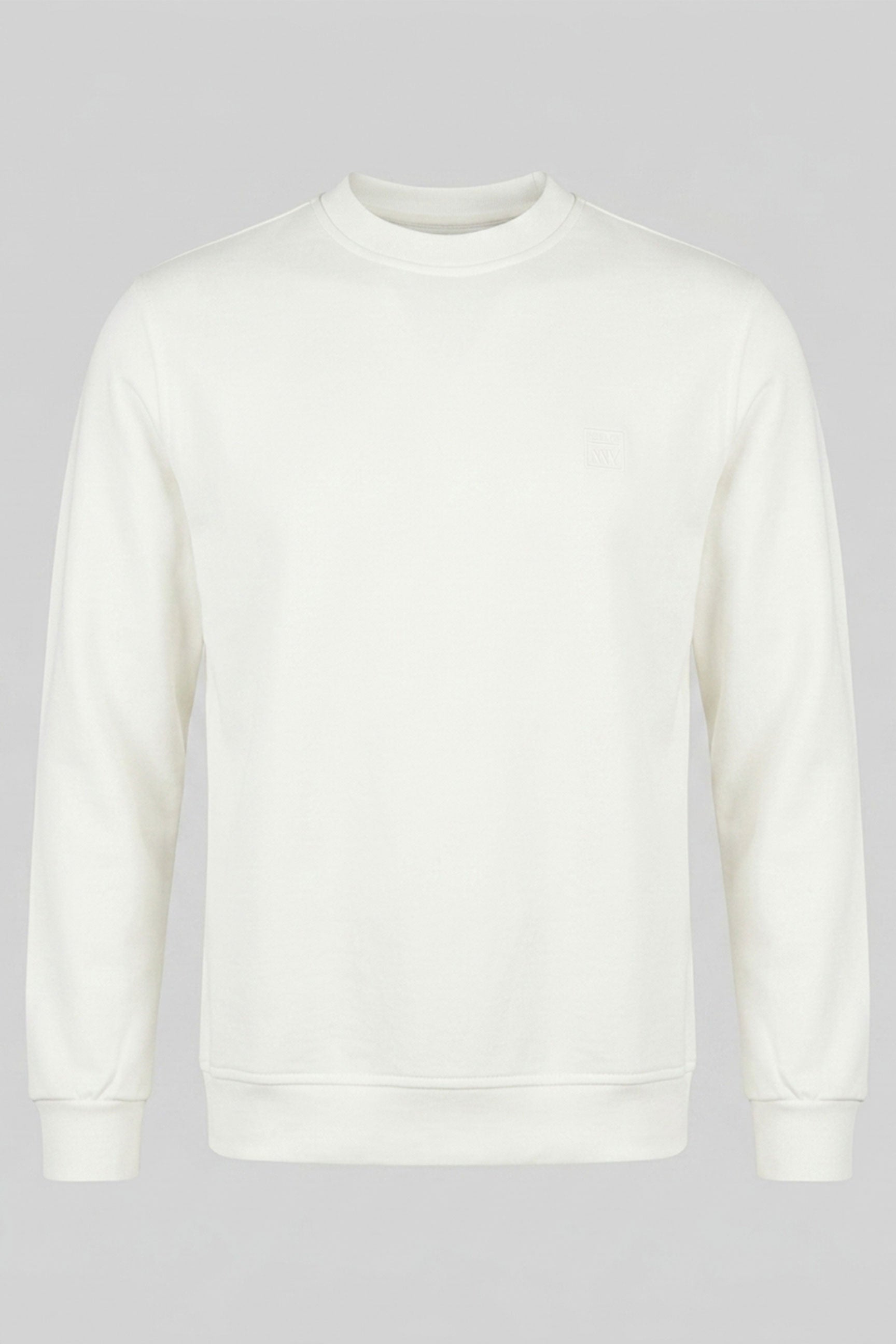 Felpa girocollo da uomo Off White in misto cotone, maniche lunghe elasticizzate.