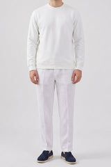 Felpa girocollo da uomo Off White in misto cotone, maniche lunghe elasticizzate.