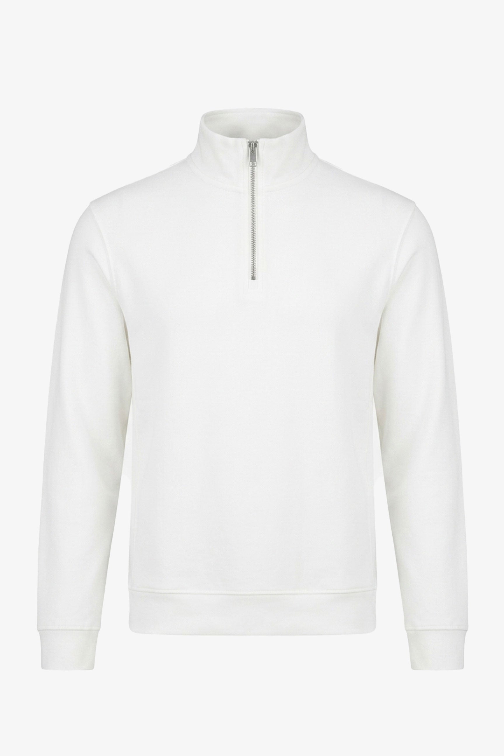 Felpa da uomo Off White con cerniera a un quarto e collo alto, in misto cotone.
