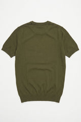 T-shirt da uomo in maglia verde oliva, vestibilità regolare, girocollo, maniche corte