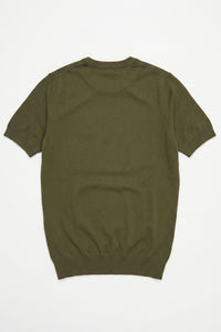 T-shirt da uomo in maglia verde oliva, vestibilità regolare, girocollo, maniche corte