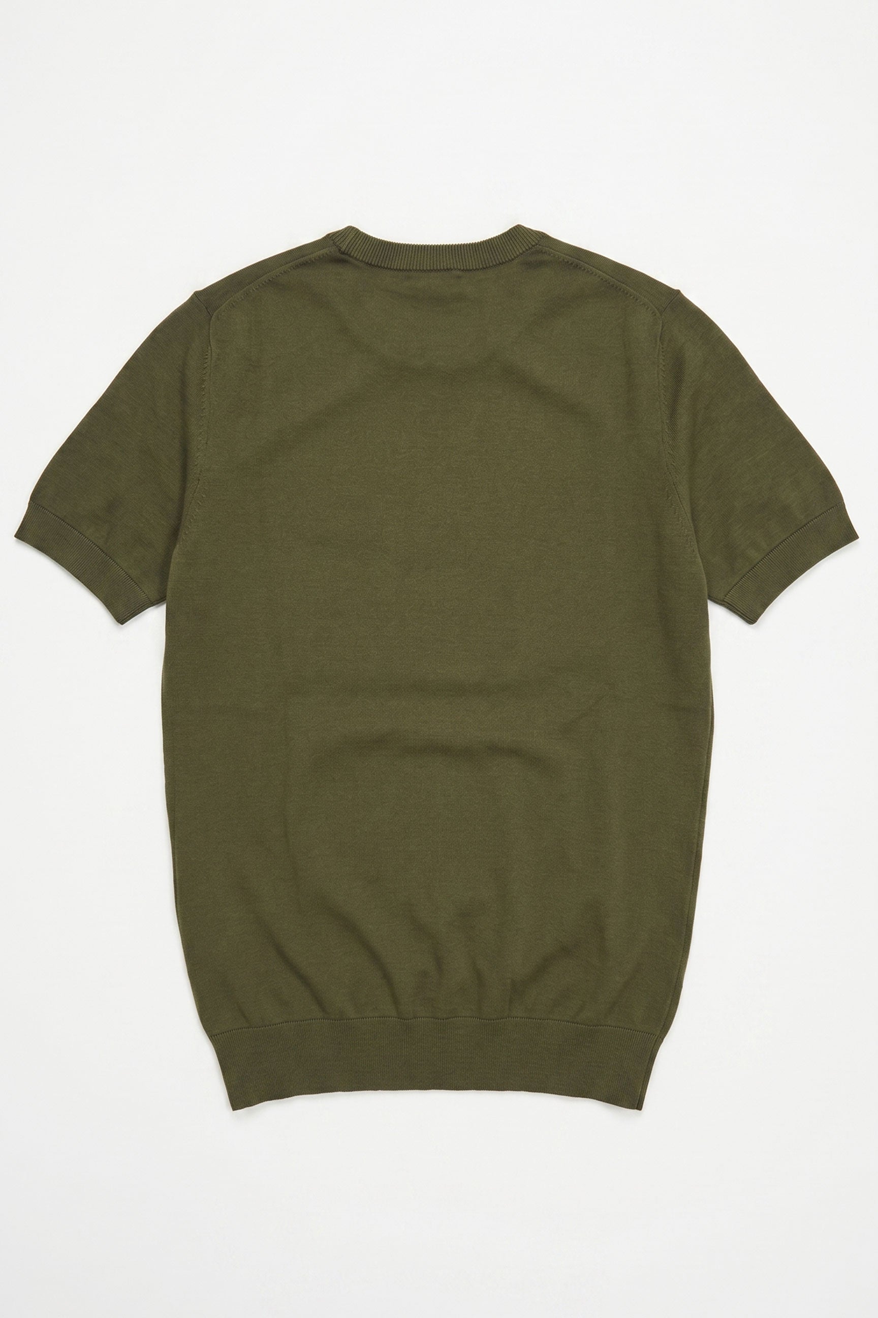 T-shirt da uomo in maglia verde oliva, vestibilità regolare, girocollo, maniche corte
