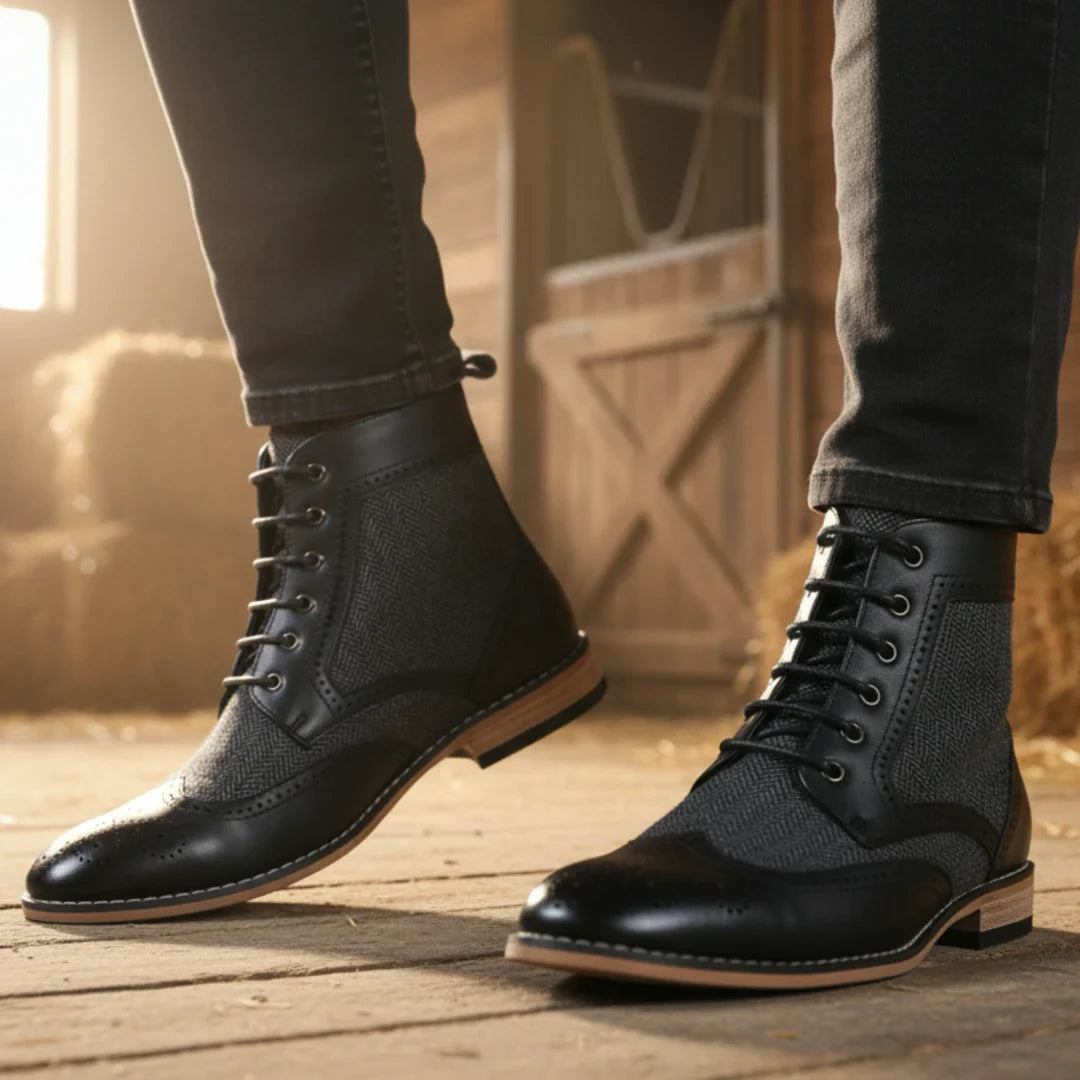 Stivaletti brogue con punta a coda di rondine da uomo