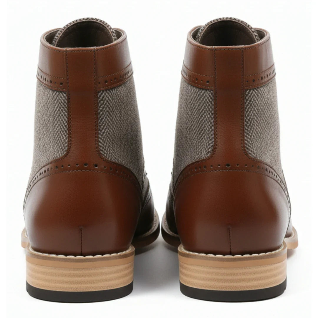 Stivaletti brogue con punta a coda di rondine da uomo