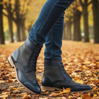 Stivaletti brogue con punta a coda di rondine da uomo