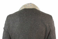 Mens 3 Piece Wool Blend Herringbone Tweed Suit Brown Vintage Tailored Fit Tan