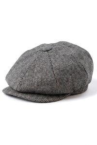 Cappello da uomo Baker Boy a 8 pannelli in tweed di lana Shelby, berretto piatto grigio