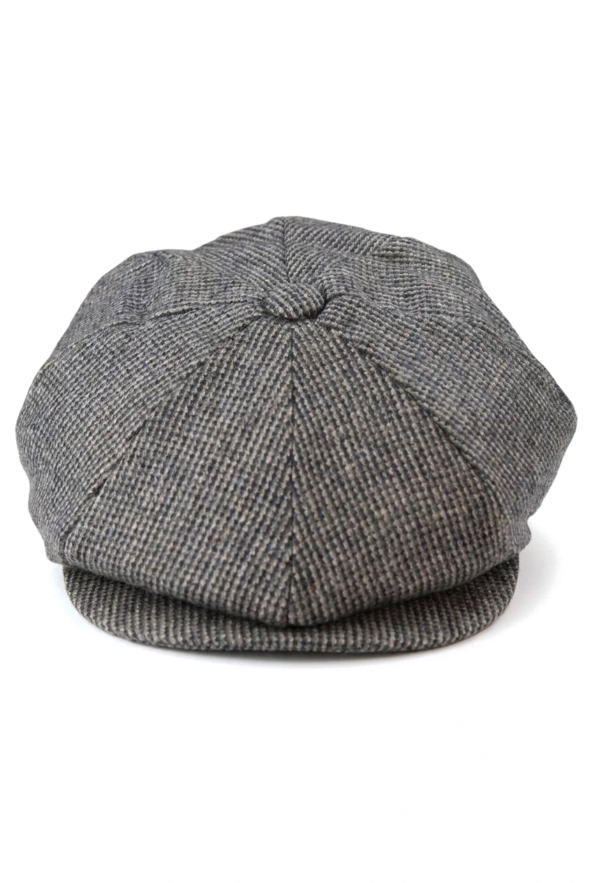 Cappello da uomo Baker Boy a 8 pannelli in tweed di lana Shelby, berretto piatto grigio