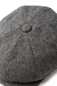 Cappello da uomo Baker Boy a 8 pannelli in tweed di lana Shelby, berretto piatto grigio