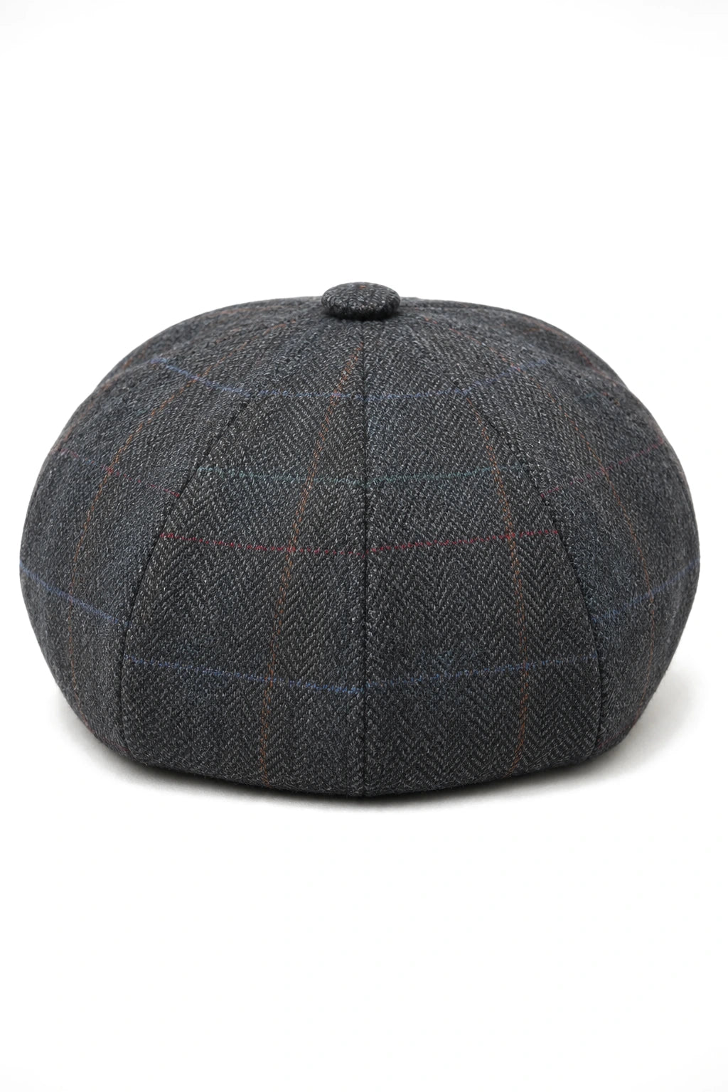 Berretto piatto da uomo a 8 pannelli con visiera in tweed di lana e paraocchi da newsboy