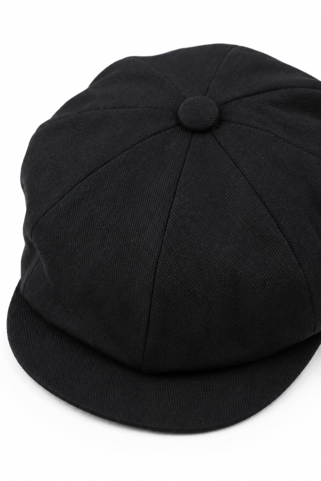 Berretto piatto da uomo Shelby con 8 pannelli, estivo, nero, da panettiere, in cotone, con paraocchi e strillone