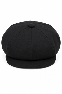 Berretto piatto da uomo Shelby con 8 pannelli, estivo, nero, da panettiere, in cotone, con paraocchi e strillone