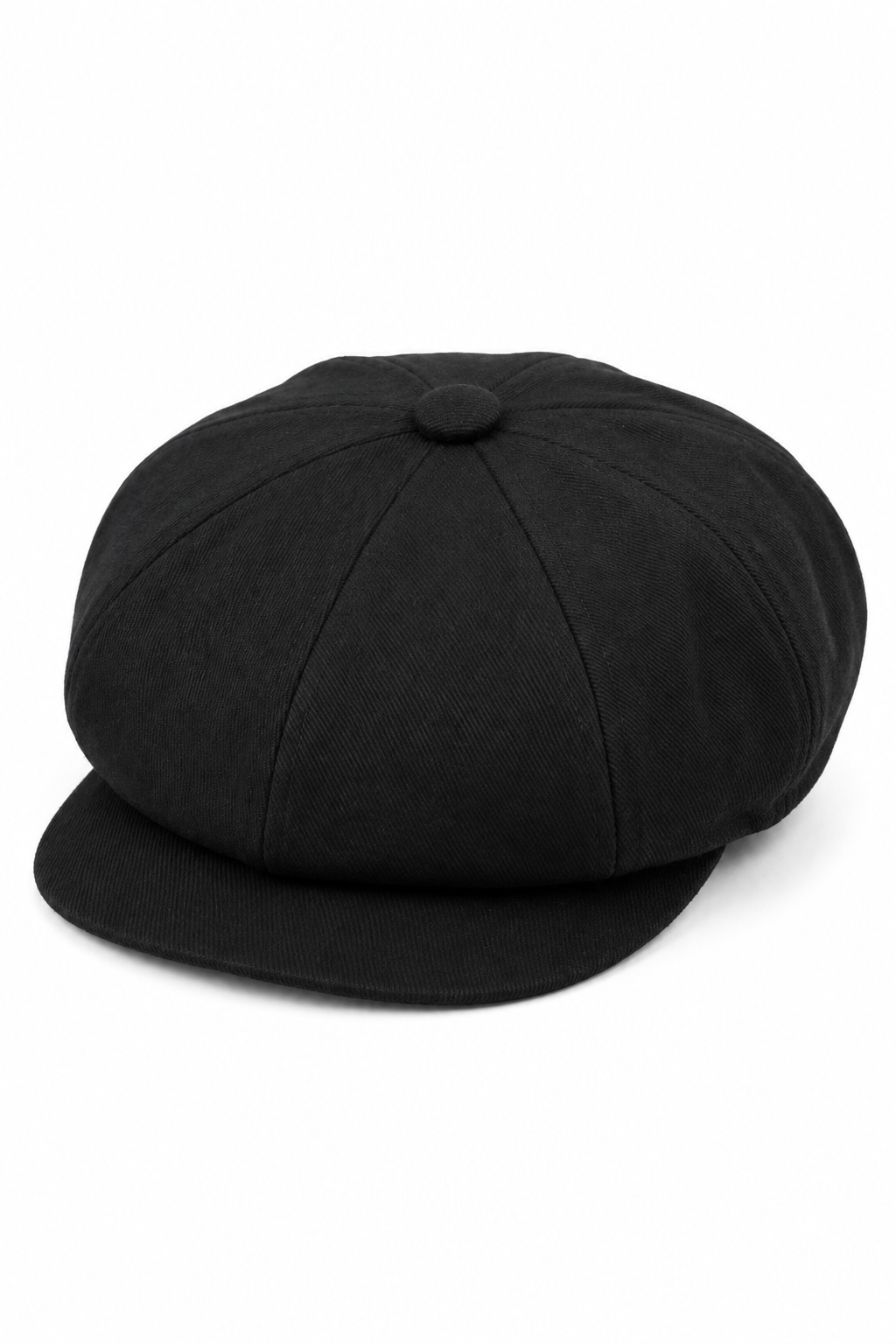 Berretto piatto da uomo Shelby con 8 pannelli, estivo, nero, da panettiere, in cotone, con paraocchi e strillone