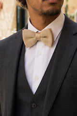 Papillon da uomo beige in maglia
