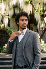 Papillon da uomo beige in maglia