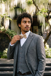 Papillon da uomo beige in maglia