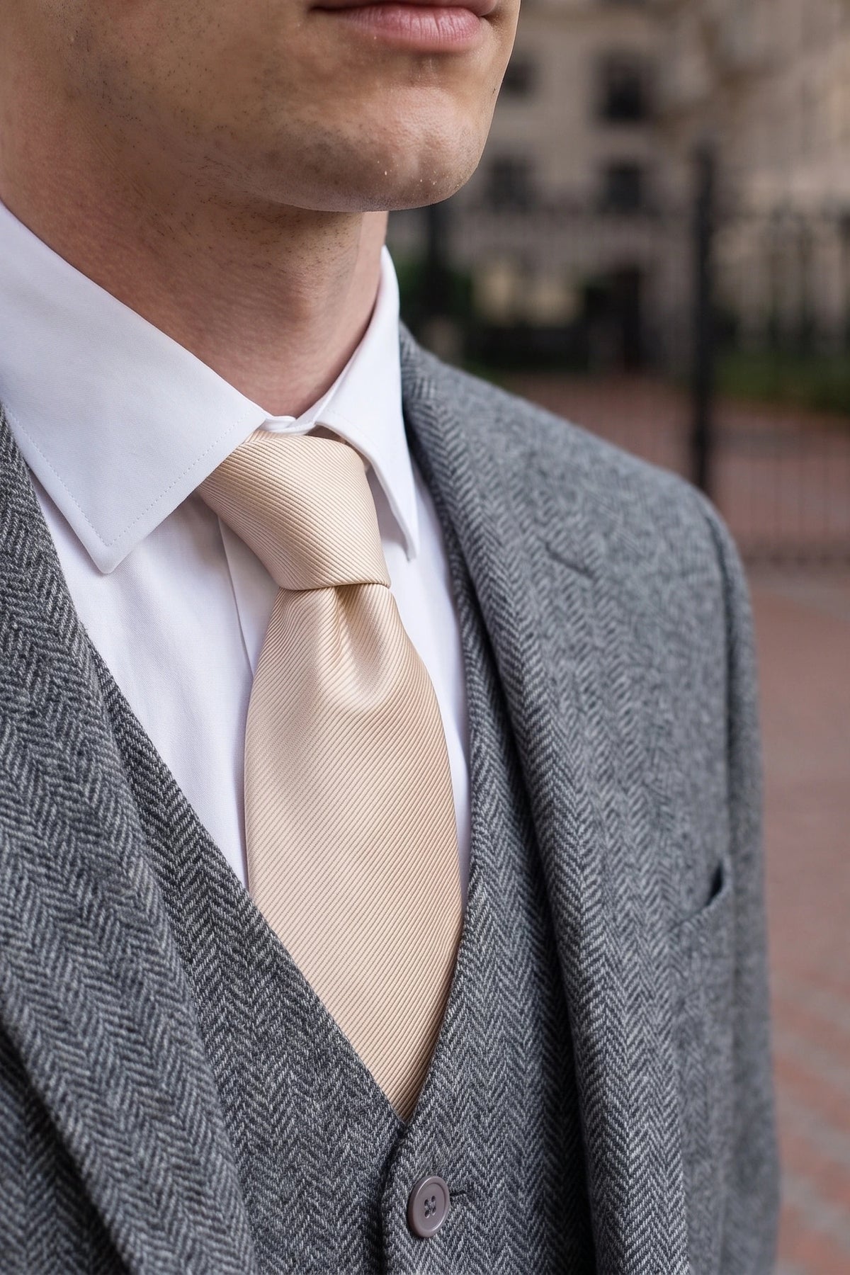 Cravatta da uomo beige fantasia